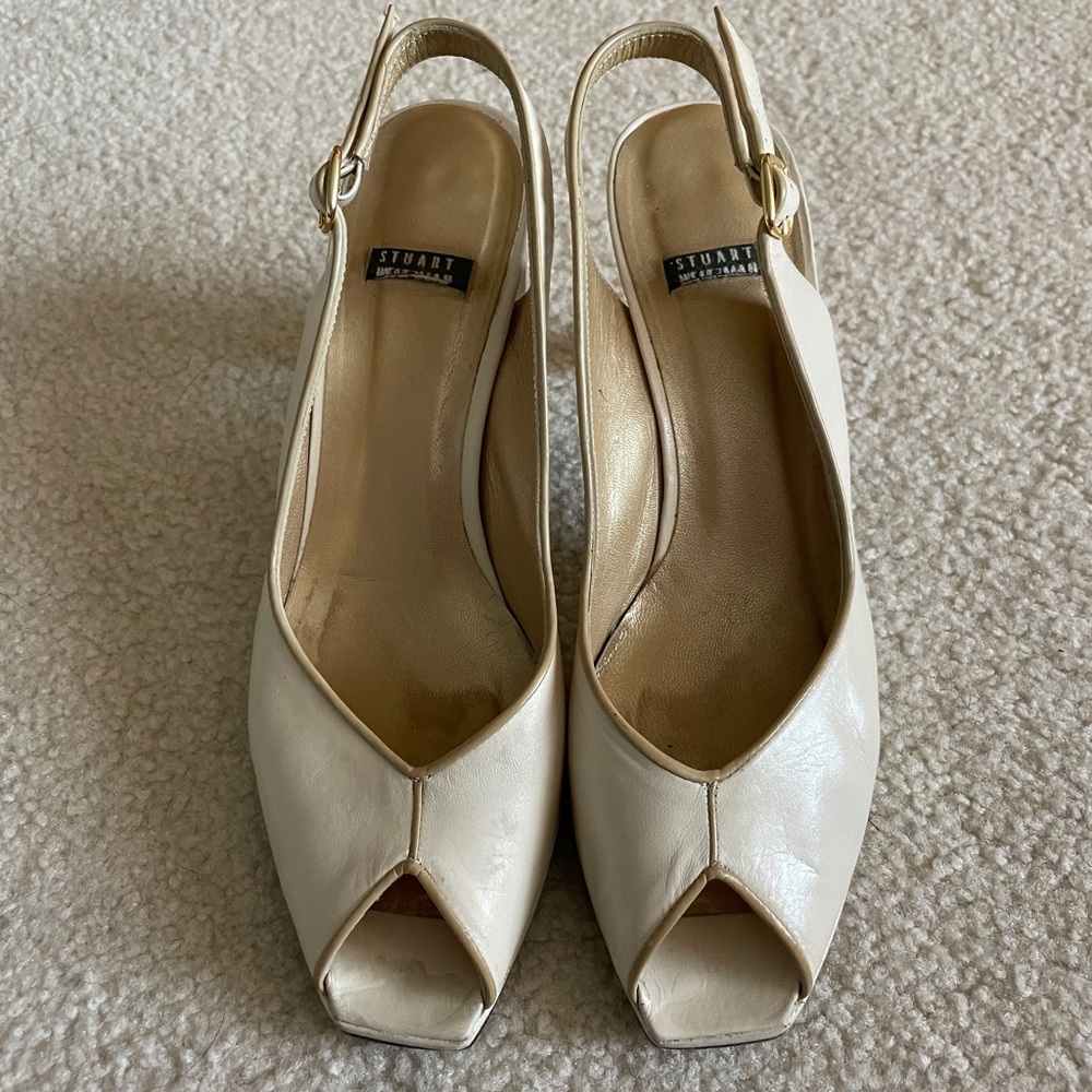 Stuart Weitzman Vigor Neutral Kid Heels